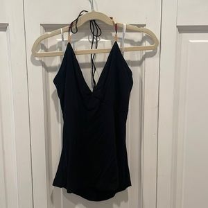 Bebe black halter top tie back